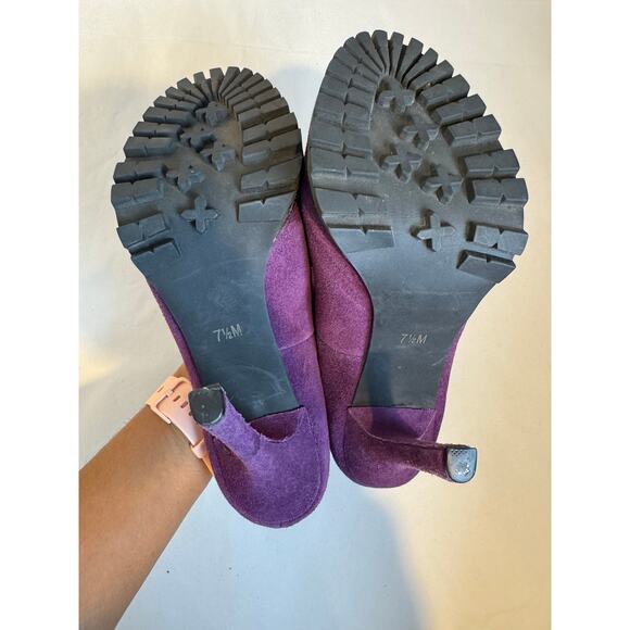 Y2K/2010s Bebe Purple Leather Suede Tasseled Stiletto Heels Women’s Size 7.5 - Picture 6 of 8